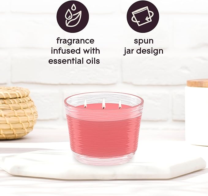 Glade 3-Wick Scented Candle Jar, Strawberry Cake Shake, Air Freshener Infused with Essential Oils, 6.8 Oz, 3 Count