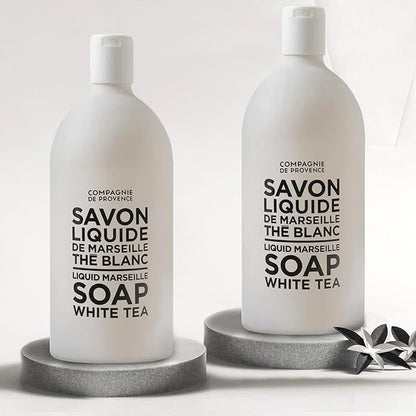 Compagnie de Provence Savon de Marseille Extra Pure Liquid Soap - White Tea - Bulk 67.6 Fl Oz Plastic Bottle Refill