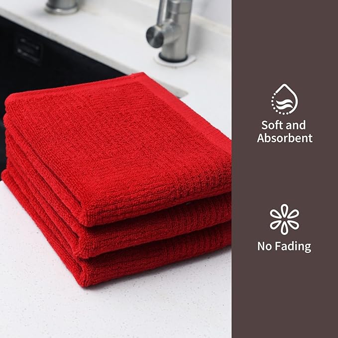 Glynniss Dish Towels for Kitchen, Absorbent Cotton Kitchen Towels for Drying Dishes, Terry Cloth for Cleaning Set of 3