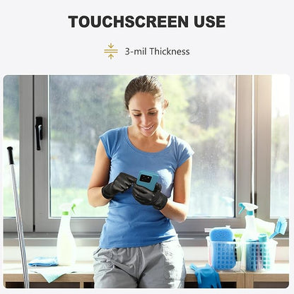 Black Vinyl Gloves, Food Grade Gloves Disposable Latex Free & Powder Free, Guantes for Cleaning Cooking Food Prep