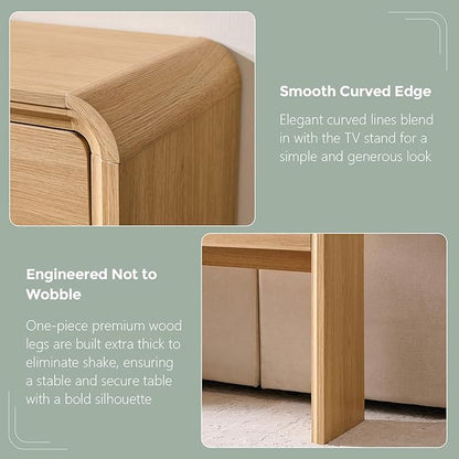 63'' Console Table with 3 Drawers, Modern Entryway Table with Curved Profile Design, Narrow Long Wood Sofa Table Behind Couch Table for Living Room, Hallway, Foyer, Natural
