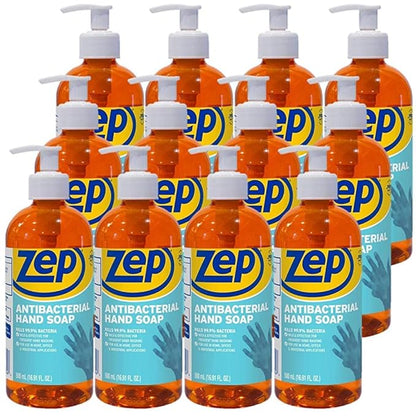 Zep Industrial Antibacterial Hand Soap - 16.9 oz (Case of 12) R46101- Mild Formula, Removes Dirt and Soils From Hands