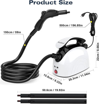 Steam Cleaner with 21 Specialized Attachments, 1.08-Liter Water Tank, 248°F High-Temperature Steam, Suitable for Floors, Tiles, Carpet, and Kitchen Surfaces, Enables Chemical-Free Cleaning (White)