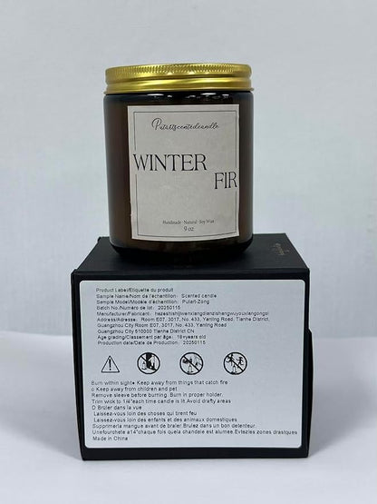 Fir Scented Candles for Home, Natural Soy Wax Aromatherapy Non Toxic Winter Fir Candle Gifts for Women Men, Home Fragrance Decoration Glass Jar Candle for Meditation and Relaxation (9oz)