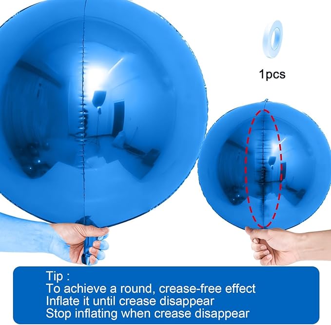 12Pcs Dark Blue Round Foil Balloons, 22" 15" 10" 4D Helium Ball Balloon, Metallic Blue Foil Balloon for Birthday Graduation Wedding Anniversary New Year Eve Disco Prom Party Decorations