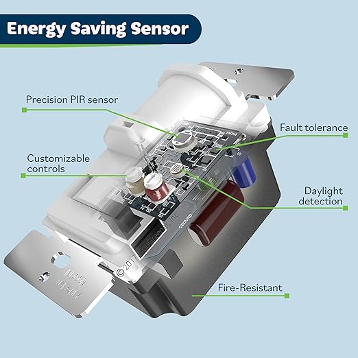 TOPGREENER In-Wall PIR Motion Sensor Light Switch, Single Pole Occupancy Sensor Switch, Motion Sensor Switch, Need Neutral Wire, Wall Plate Included, On/Off Override, 4A, 500W, TSOS5-W, White, 2 Pack