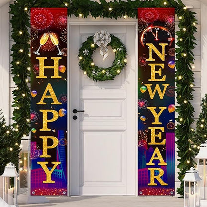 2026 New-Years Decorations, Premium Happy New Year Banner, Large 71x12in, Ideal New Years Eve Party Supplies 2026, Classic Design, HQ Fabric, HD Printing, Perfect for NYE Decorations