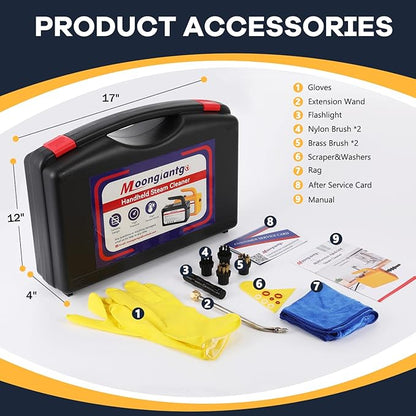 Moongiantgo 1700W High Pressure Steam Cleaner Handheld Portable Tankless Steam Cleaning Machine for Car Detailing Commercial Home Use Kitchen Bathroom Grout Tile (Yellow, 110V)