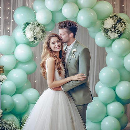 130PCS PastelGreen Balloons, Latex Balloons Different Sizes 18/12/10/5 In, Helium Balloons with Ribbon, Party Balloon Set for Birthday Wedding Graduation Anniversary Baby Shower Decoration