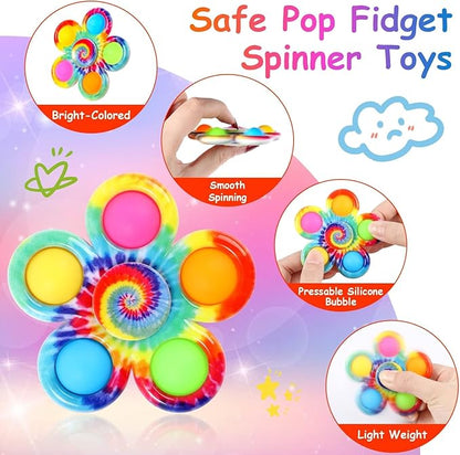 Gigilli 24 Pack Party Favors Fidget Spinners for Kids 4-8-12, Goodie Bags Stuffers Valentine Gifts for Kids 3-5, ADHD Pop Mini Fidget Toys Bulk Treasure Box Toys Classroom Prizes, Adult Anxiety Toys