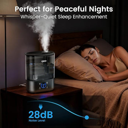 GTPLAYER Smart Humidifiers for Bedroom, 5L Top Fill Supersized Humidifier Essential Oil Diffuser for Baby & Plants, 3 adjustable Mist with 28dB Quiet, Touch/APP/7-color Nightlight, 36H Runtime, Black