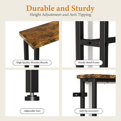 39" Sofa Table Narrow Long with Power Outlets & 2 USB Ports, Metal Frame Behind Couch Table Behind Sofa Perfect for Hallway, Living Room, Entrance Easy Assembly, 4.9' Extension Cord Included