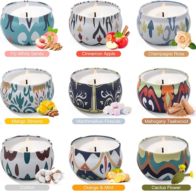 Candles Gifts for Women, 9 Pack Candles for Home Scented, Soy Scented Candle for Home, Aromatherapy Candle Gifts Set for Christmas, Birthday, Mothers Day, Valentine's Day