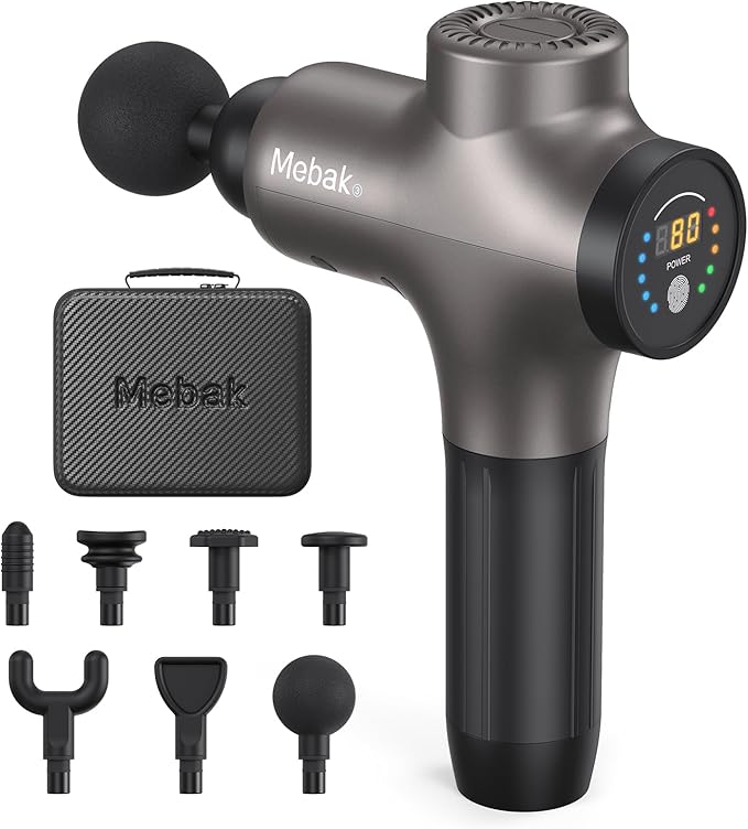Mebak 3 Massage Gun, Massage Gun Deep Tissue for Athletes, Professional Muscle Percussion Massage Gun,Massager Gun for Shoulder Leg Back Body Pain Relief,Quiet Portable Sport Massager, Gifts for Him
