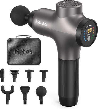 Mebak 3 Massage Gun, Massage Gun Deep Tissue for Athletes, Professional Muscle Percussion Massage Gun,Massager Gun for Shoulder Leg Back Body Pain Relief,Quiet Portable Sport Massager, Gifts for Him