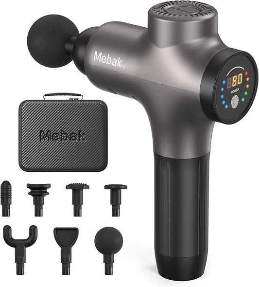 Mebak 3 Massage Gun, Massage Gun Deep Tissue for Athletes, Professional Muscle Percussion Massage Gun,Massager Gun for Shoulder Leg Back Body Pain Relief,Quiet Portable Sport Massager, Gifts for Him