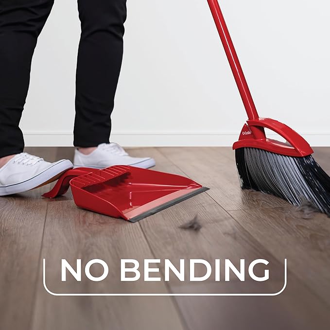O-Cedar Pet Pro Broom with Step-On Dustpan | Remove 99% with One Sweep | DustPan Removes 3 Times More Pet Hair | Quiet Cleaning Tool for Cat and Dog Owners