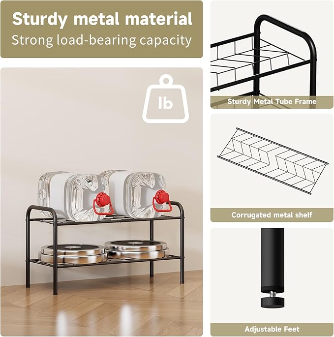 2-Tier Metal Shoe Rack, Free Standing Shoe Storage Rack for Entryway, Closet and Hallway (Black, 2-Tier-Short)