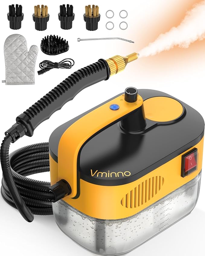 Heavy Duty Steam Cleaner for Home, Fast Heating & 1.2L Tank, 6-Level Adjustable Pressurized Portable Steamer for Cleaning with 11-Piece Accessories for Grout, Tile, Floor, Car and More
