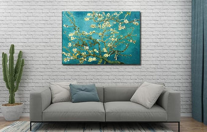 OKEXCKK Almond Blossom by Vincent Van Gogh Canvas Wall Art Modern Floral Painting Print Decor Famous Flowers Artwork Pictures for Bedroom Living Room Home Decoration 32"x48"