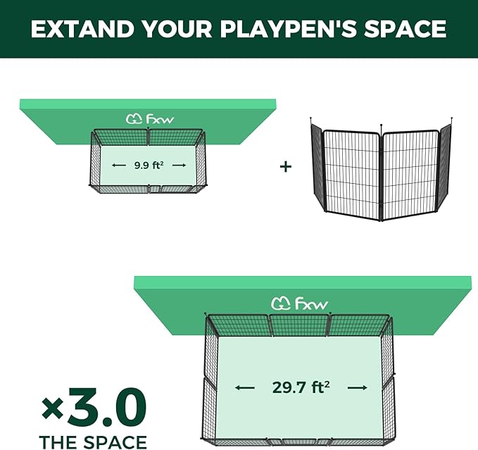 FXW Instant Unleashed Dog Playpen, Portable Pet Fence for Outdoor, RV Trips, and Camping, 40inch, 4 Panels for Medium and Large Dogs│Patented
