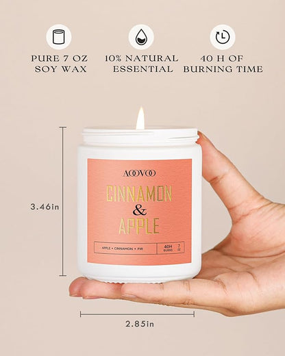 AOOVOO Scented Candles Set - 6 Pack Fall Candles for Home Scented, 42 oz Soy Wax, Apple Pie/Cinnamon Roll/Cinnamon Apple/Pumpkin Nutmeg Pie/Pumpkin Spice/Baking Spice