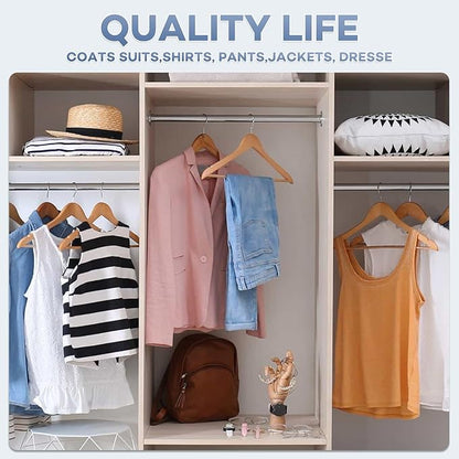 Wooden Hangers 8 Pack, Heavy Duty Wood Hangers for Coats, Suits, Jackets, Closet & Pants Durable Premium Wood Hanger with 360-Degree Rotatable Hook and Notches, Natural