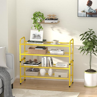 SUFAUY 2-Tier 33" Wide Shoe Rack, Closet Metal Shoe Rack Organizer Heavy Duty, Stackable, Gold