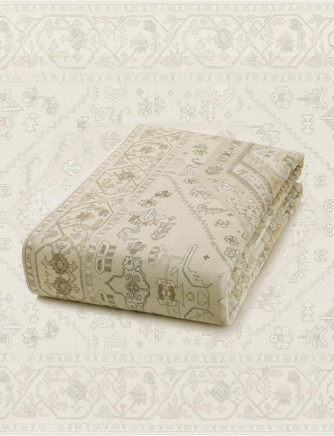 SERISSA Runner Rug for Hallways, 2'6"x10' Washable Non Slip Kitchen Runner Rug, Long Boho Rug Vintage Beige Hallway Stair Ultra Soft Print Floor Carpet for Bedroom Bathroom Laundry Room