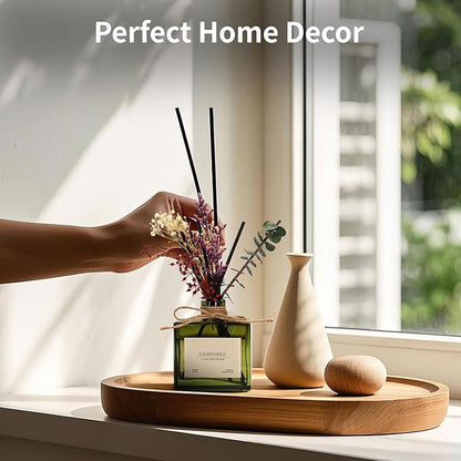 Reed Diffuser, 6.09 oz Sandalwood Scent Diffuser with Sticks & Dried Flowers, 120 Days Long Lasting Reed diffusers for Home, Elegant Fragrance for Bathroom Bedroom Office Decor, Air Fresh