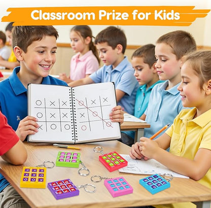 24PCS Tic Tac Toe Game Birthday Party Favors Valentines Goodie Bags Stuffers for Kids 3-5 4-8 8-12 Classroom Treasure Chest Carnival Prize Box Toys Bulk Keychain Pinata Filler Return Gift for Girl Boy