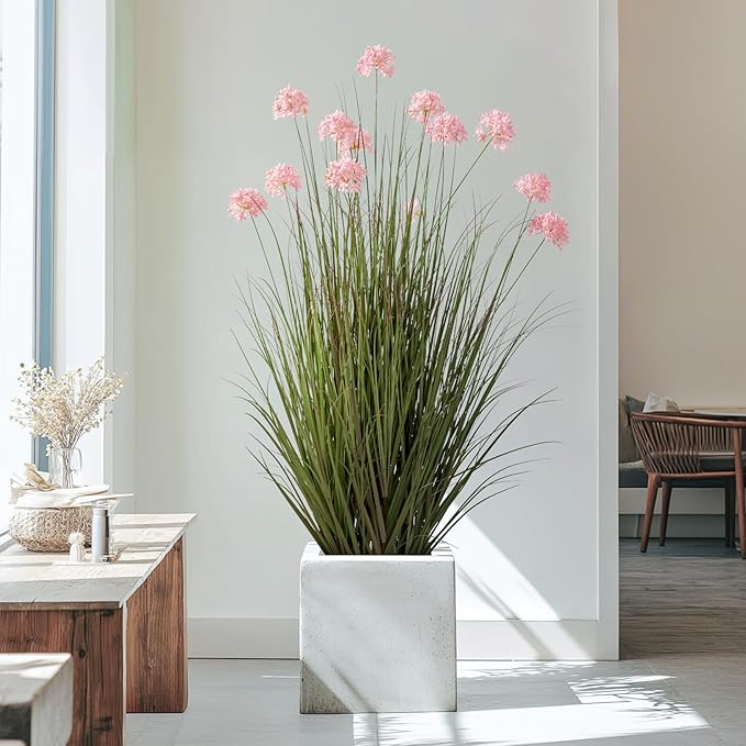 48in Lifelike Artificial Tall Grass Plant with 12 Lifelike Dandelion Flower and Non-Toxic,odorless Fake Tall Frass Plant Fake Plants for Indoor Decoration,Home Decor