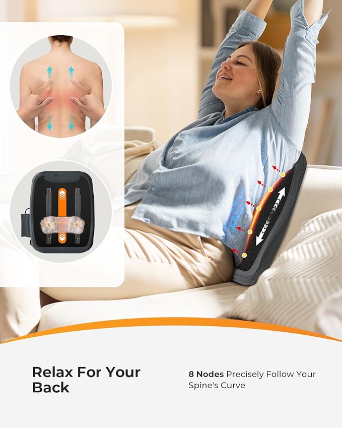 CooCoCo Shiatsu Back Massager for Pain Relief Deep Tissue, FSA Eligible, HSA Lower Back Massager with Heat, 4D Rolling Up and Down Back Massage, Christmas Birthday Gifts for Men Women Him Her(Corded)