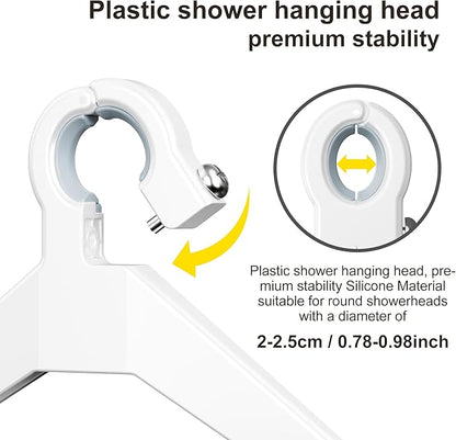 Orimade Adjustable Anti-slip Shower Caddy over Head, Rustproof Bathroom Hanging Shower Organizer with 2 Hooks for Razor, No Drilling Shower Shelves Storage Rack 3 Tier, White