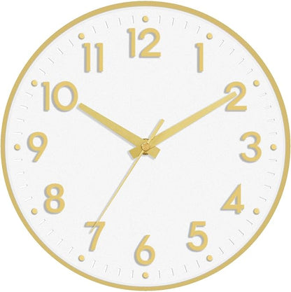 Mosewa Wall Clock 8 Inch, Battery Operated Silent Non-Ticking Modern Analog Clock Decorative for Kitchen, Bedroom, Office(White Gold)