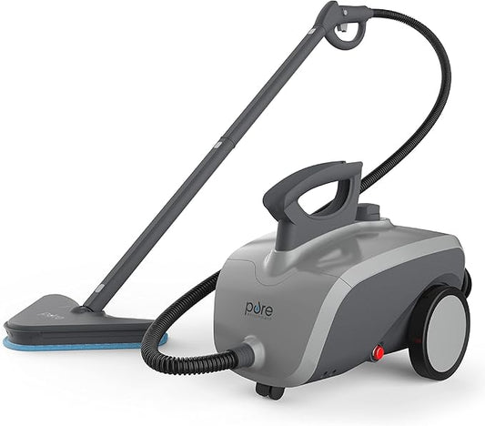 Pure Enrichment PureClean Steam Cleaner with 17 Accessories, Multi-Purpose Household Rolling Steamer for Chemical-Free Deep Cleaning of Floors, Upholstery, Windows, Grout, Grills, Cars, and More