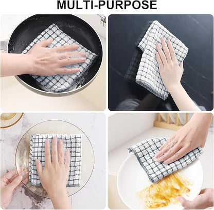 Kitinjoy Cotton 8 Pack Terry Kitchen Dish Cloths, 12 x 12 Inches Super Soft and Absorbent Dish Rags, Quick Drying Dish Towels for Washing Dishes, Grey