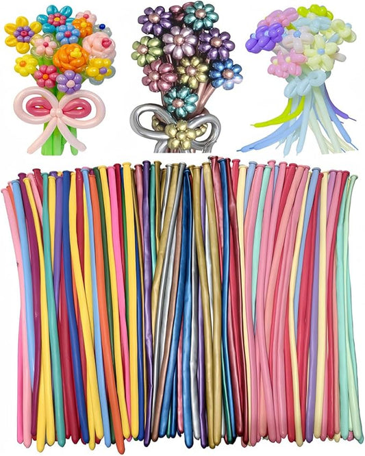 1000 Pcs 260 Balloons 3 materials Include 600 Pcs Matte 200 Pcs Metallic and 200 Pcs Pastel Long Balloons Used to create a variety of shapes