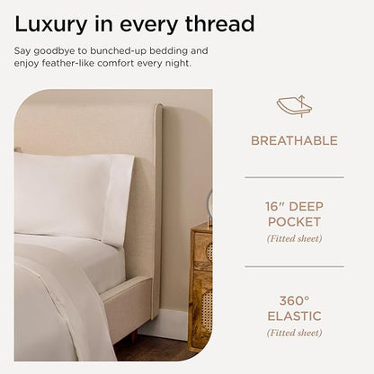 Threadmill Luxury 800 Thread Count Twin 100% Cotton Sheets - Hotel White Sateen Weave Bed-Sheets, Better Than Egyptian Cotton,3 Pc Solid Soft Bedding Set, Fits 15" Deep Pocket