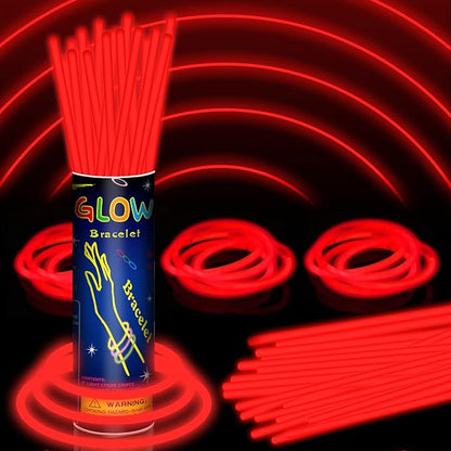 150 Pack 8” Red Glow Sticks Bulk with 150 Connectors Neon Glow In The Dark Party favors Supplies for Holiday Birthday Party Decoration (Red)