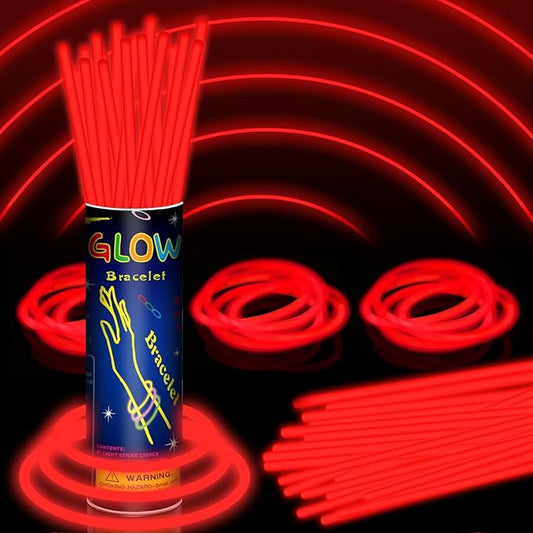 150 Pack 8” Red Glow Sticks Bulk with 150 Connectors Neon Glow In The Dark Party favors Supplies for Holiday Birthday Party Decoration (Red)