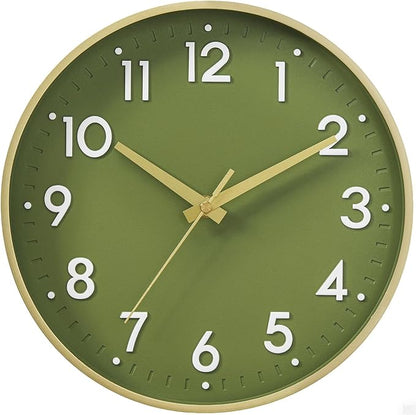 Mosewa Wall Clock 10 Inch, Battery Operated Silent Non-Ticking Modern Analog Clock Decorative for Kitchen, Bedroom, Office(Gold)