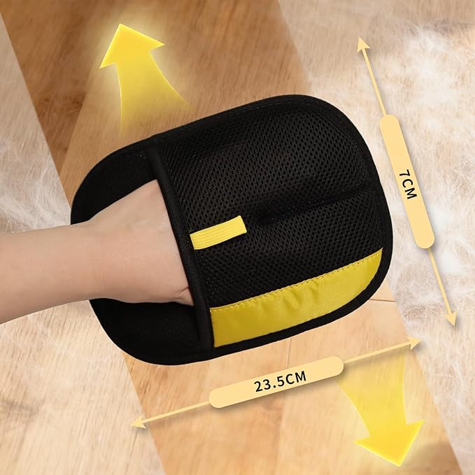 Pet Hair Removal Glove - Electrostatic Reusable Magic Brush Glove for Dog & Cat Hair Removal on Furniture, Car Seats, Clothes & Bedding (Black)