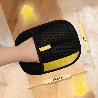 Pet Hair Removal Glove - Electrostatic Reusable Magic Brush Glove for Dog & Cat Hair Removal on Furniture, Car Seats, Clothes & Bedding (Black)