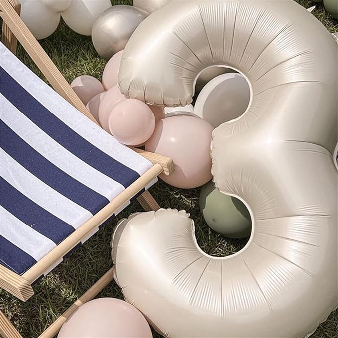 Cream 2 Balloons, 40 Inch Giant Helium Foil Number 0-9 Beige 2th Birthday Balloon for Boys Girls, Self Inflating White Sand Digit 2 Balloons for Women Men Anniversary Party Decorations Supplies