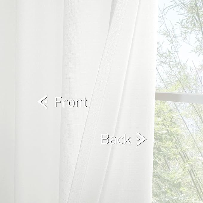 LAMIT White Linen Curtains for Living Room 78 inch Length, Thick Linen Textured Light Filtering Curtains Grommet Privacy Protected Window Drapes for Bedroom, Set of 2 Panels, 52 x 78 Inch