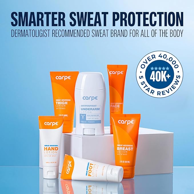 Carpe Deodorant and Antiperspirant for Women and Men, Clinical strength with Fresh Powder scent, Combat excessive sweating, Great for hyperhidrosis (Pack of 2)