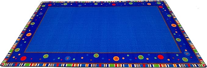 ABC Dots School Rug, 7'6" x 12' Rectangle, Multicolored, Educational Classroom Rug, Kids Learning Play Mat | Area Rug for Bedroom or Playroom