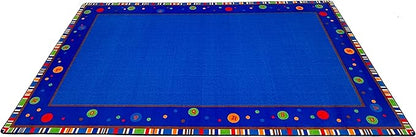 ABC Dots School Rug, 7'6" x 12' Rectangle, Multicolored, Educational Classroom Rug, Kids Learning Play Mat | Area Rug for Bedroom or Playroom