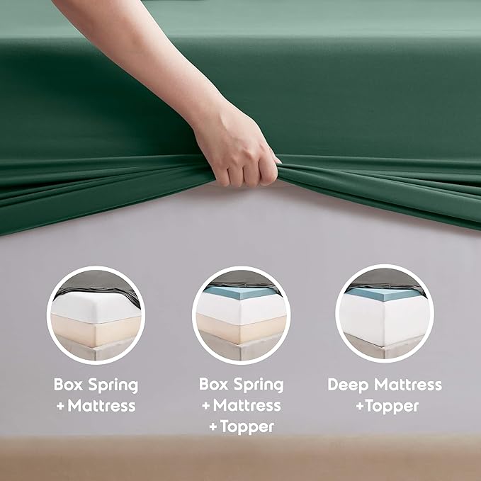 Nestl Twin Sheet Set - 1800 Ultra-Soft Microfiber Twin Bed Sheets - Double Brushed - Deep Pockets - Easy Fit - Extra Soft - 3 Piece Set - Bedding Sheets & Pillowcases (Twin, Dark Green)